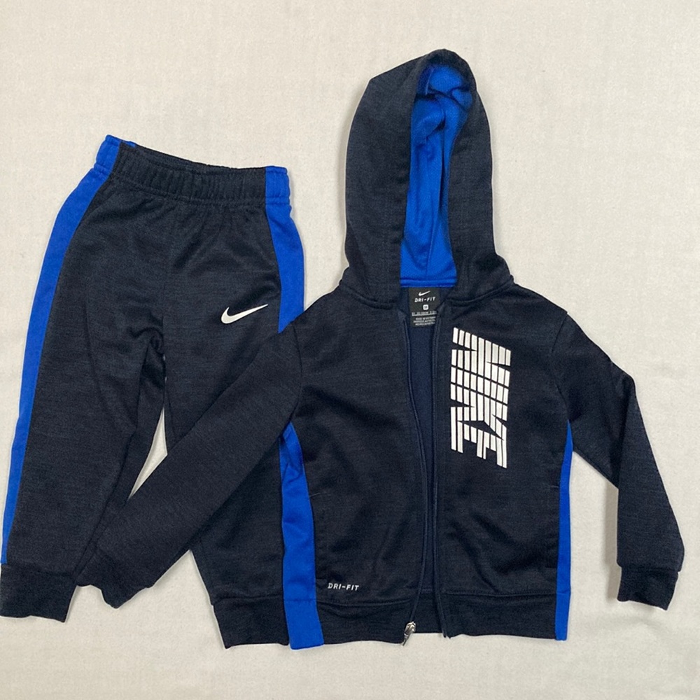 Nike Therma Fit Fleece full-zip jacket & pants set, Navy & Blue, 3T, Dri-Fit